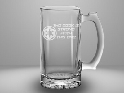 Etched 13oz glass mini stein - The Geek is Strong with This One