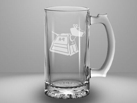 Etched 13oz glass mini stein - K-9