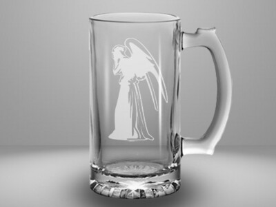 Etched 13oz glass mini stein - Weeping Angel
