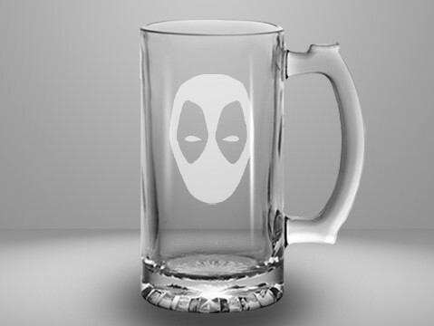 Etched 13oz glass mini stein - Deadpool