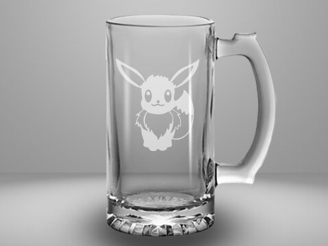 Etched 13oz glass mini stein - Fox Pet