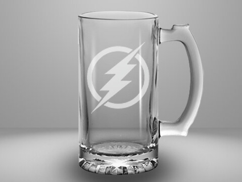 Etched 13oz glass mini stein - Flash