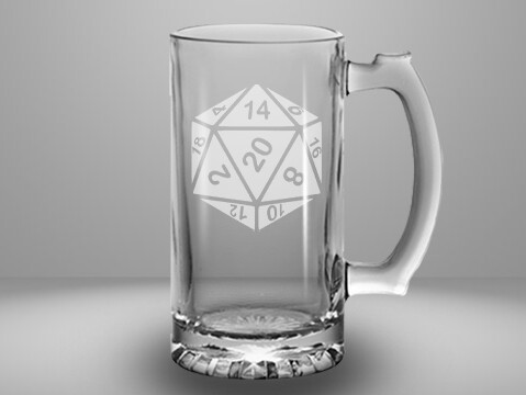 Etched 26oz glass stein - D20