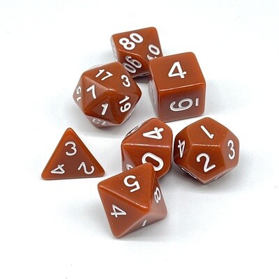 Dice Set - Brown solid with white numbers