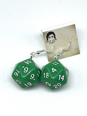 Dice Earrings - Green solid with white numbers