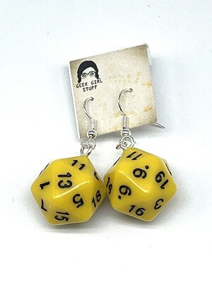 Dice Earrings - Yellow solid with black numbers