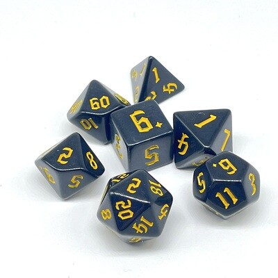 Dice Set - Black solid with yellow numbers