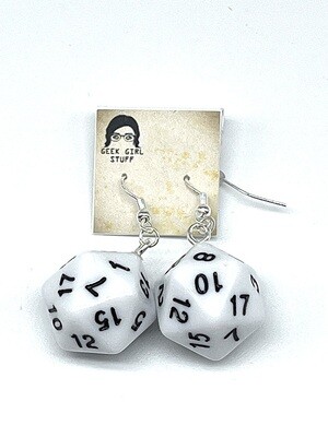 Dice Earrings - White solid with black numbers