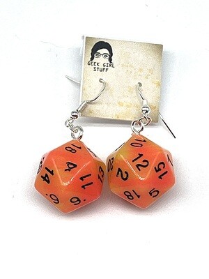 Dice Earrings - Orange solid with black numbers
