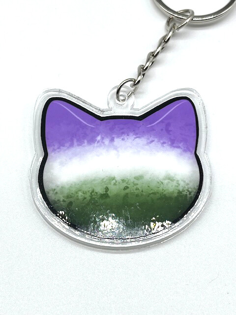 Gender Queer acrylic charm keychain, zipper clip