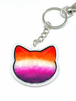 Lesbian acrylic charm keychain, zipper clip