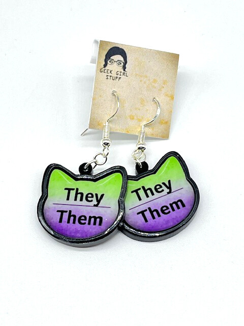 They/Them Pronoun acrylic charm earrings