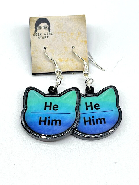 He/Him Pronoun acrylic charm earrings