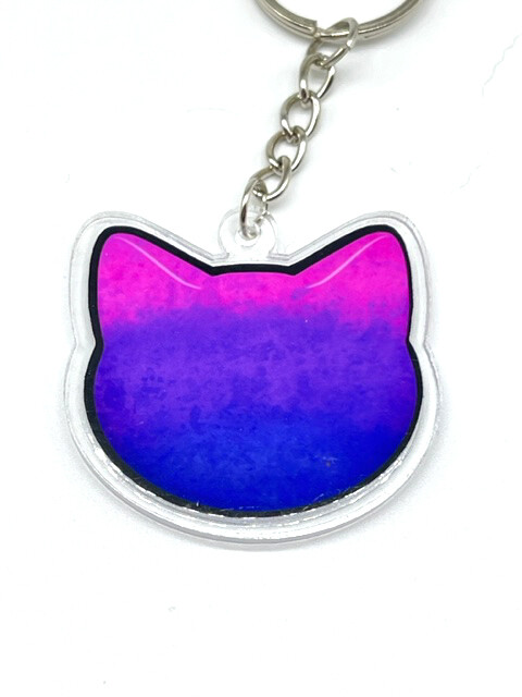 Bisexual acrylic charm keychain, zipper clip