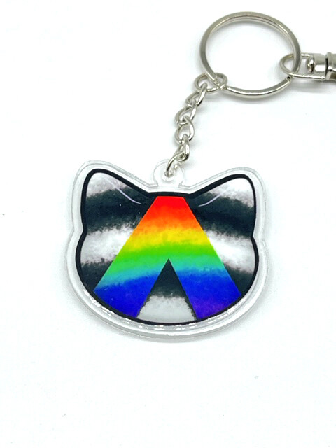 Straight Ally acrylic charm keychain, zipper clip