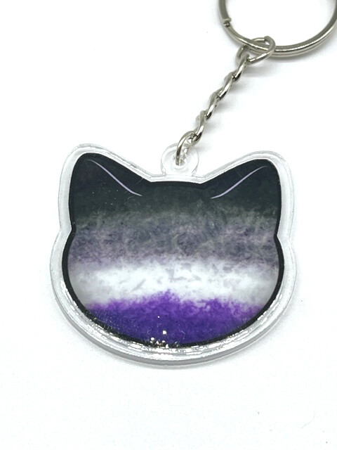 Asexual acrylic charm keychain, zipper clip