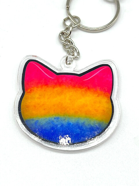Pansexual acrylic charm keychain, zipper clip