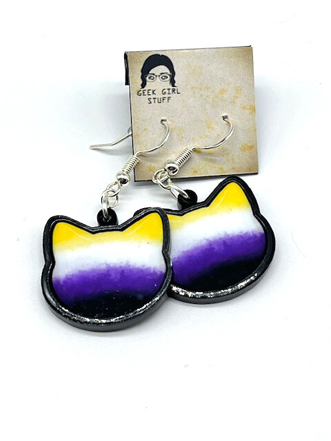Nonbinary acrylic charm earrings