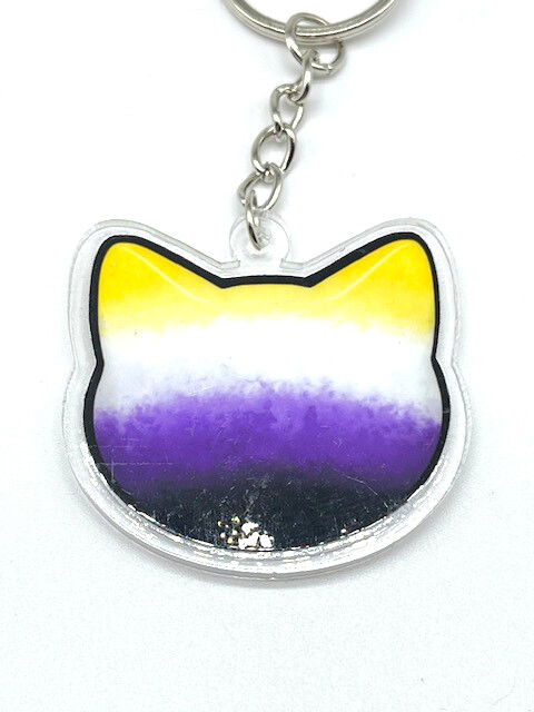 Nonbinary acrylic charm keychain, zipper clip