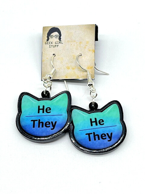 He/They Pronoun acrylic charm earrings