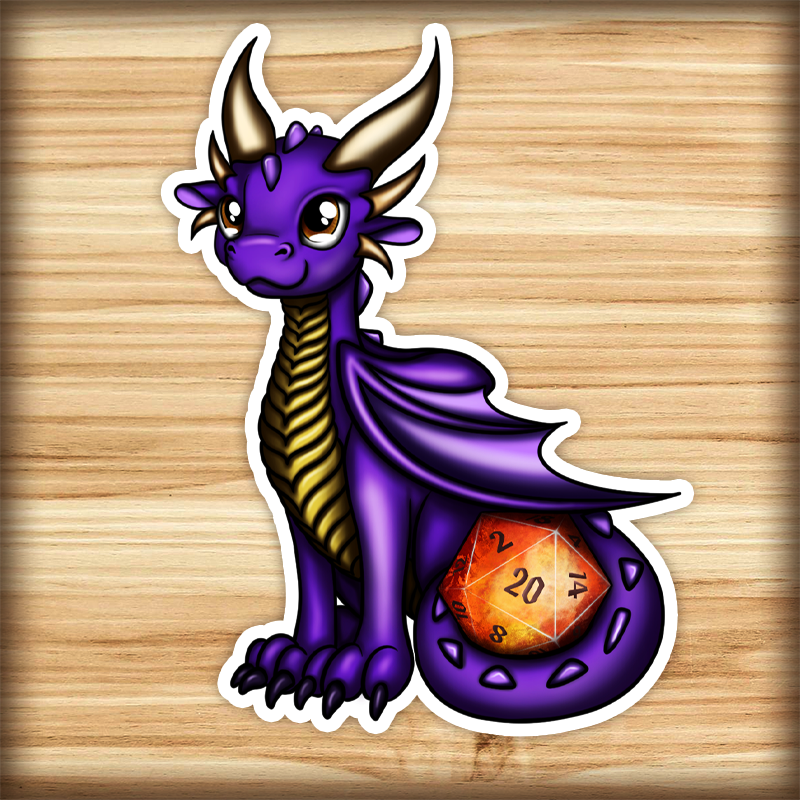 Waterproof sticker - Jemma the Amethyst Dragon