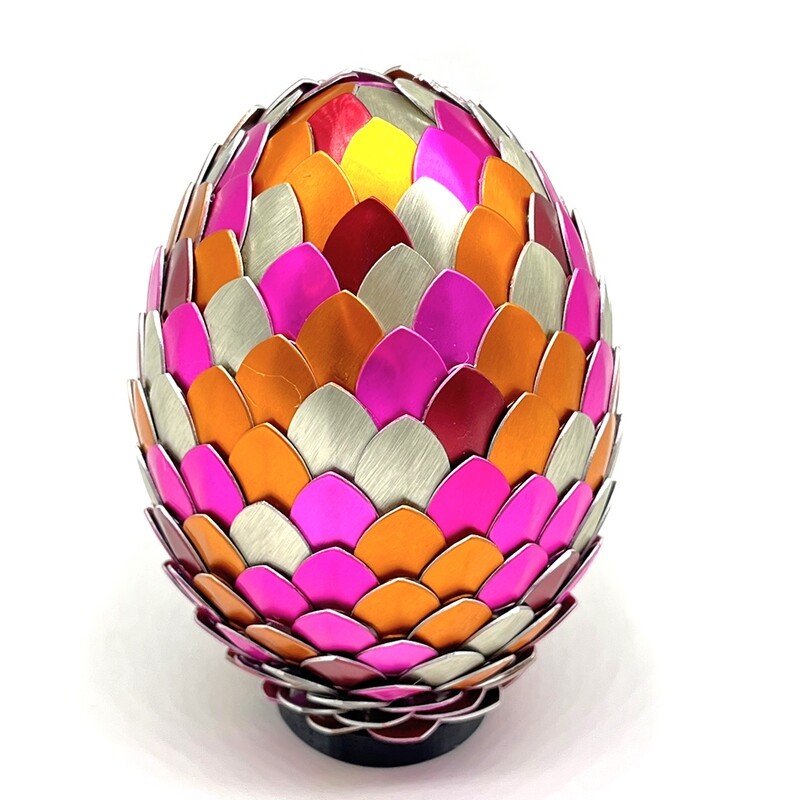 Dragon Egg - Orange, Silver, Pink, and Red