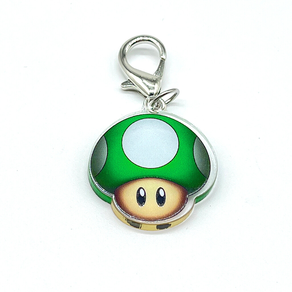 Acrylic Lanyard Charm - Green Mushroom