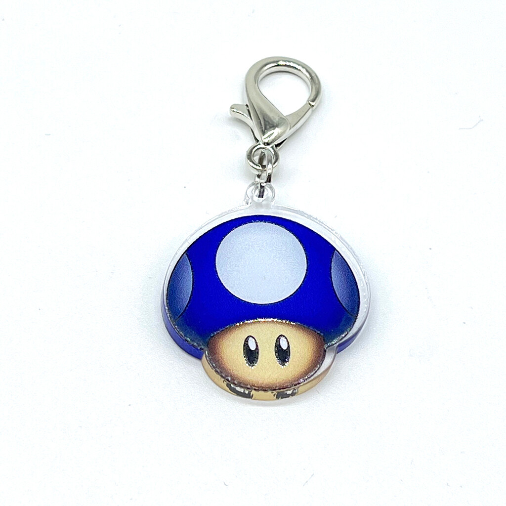 Acrylic Lanyard Charm - Blue Mushroom