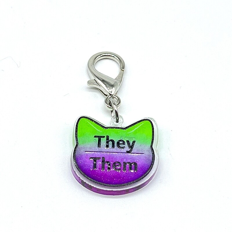 Acrylic Lanyard Charm - They/Them Pronoun