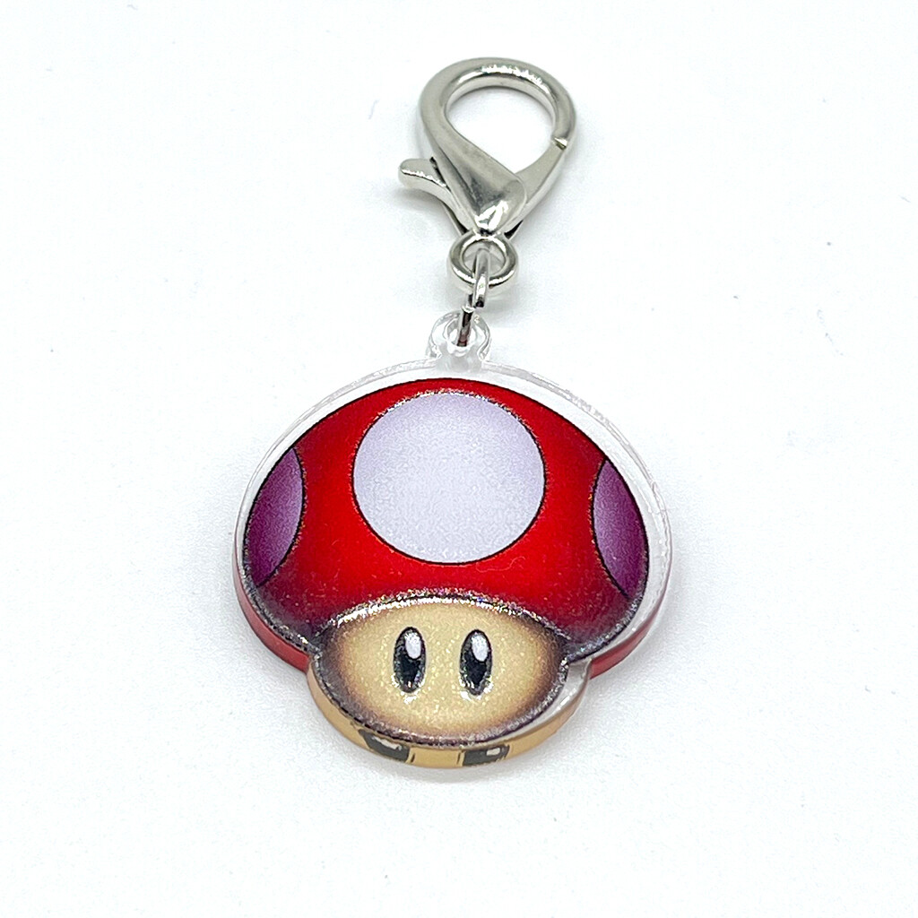 Acrylic Lanyard Charm - Red Mushroom