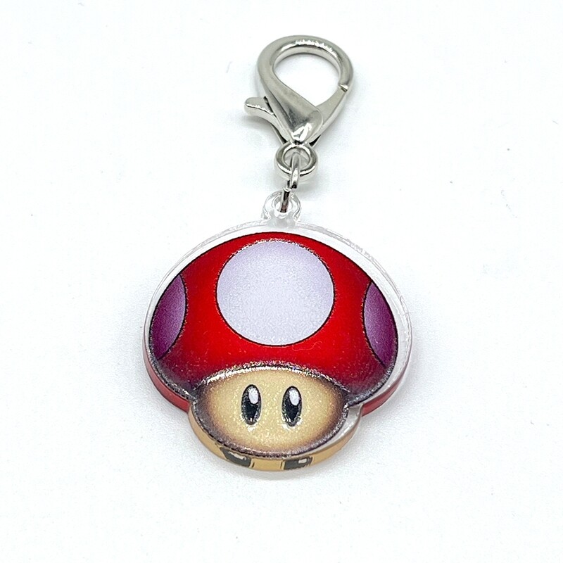 Acrylic Lanyard Charm - Red Mushroom