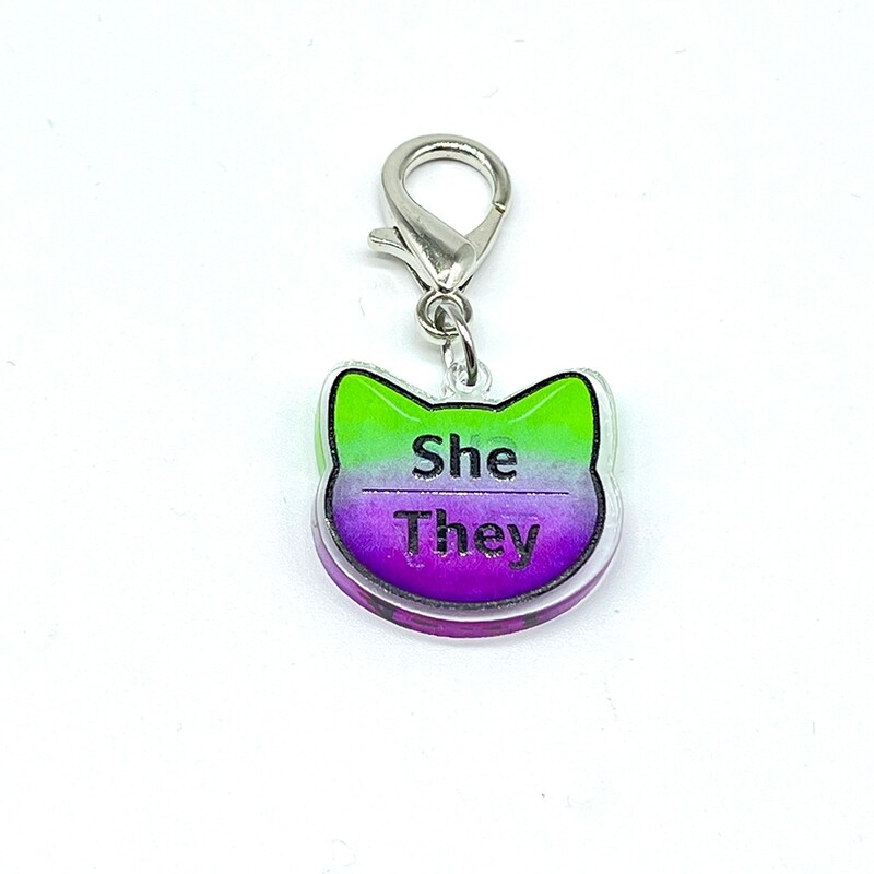 Acrylic Lanyard Charm - She/They Pronoun