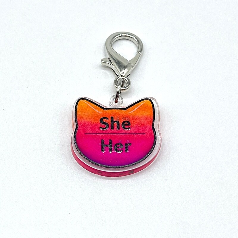 Acrylic Lanyard Charm - She/Her Pronoun