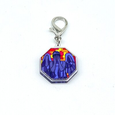 Acrylic Lanyard Charm - Weeping Angel Stained Glass