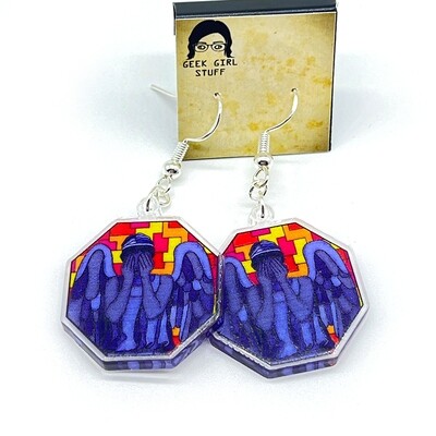 Weeping Angel Stained Glass acrylic charm earrings