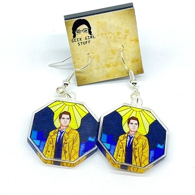 Castiel Stained Glass acrylic charm earrings