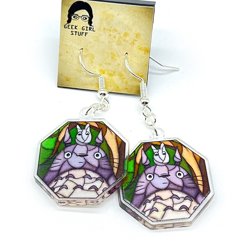 Neighbor Friend Stained Glass acrylic charm earrings