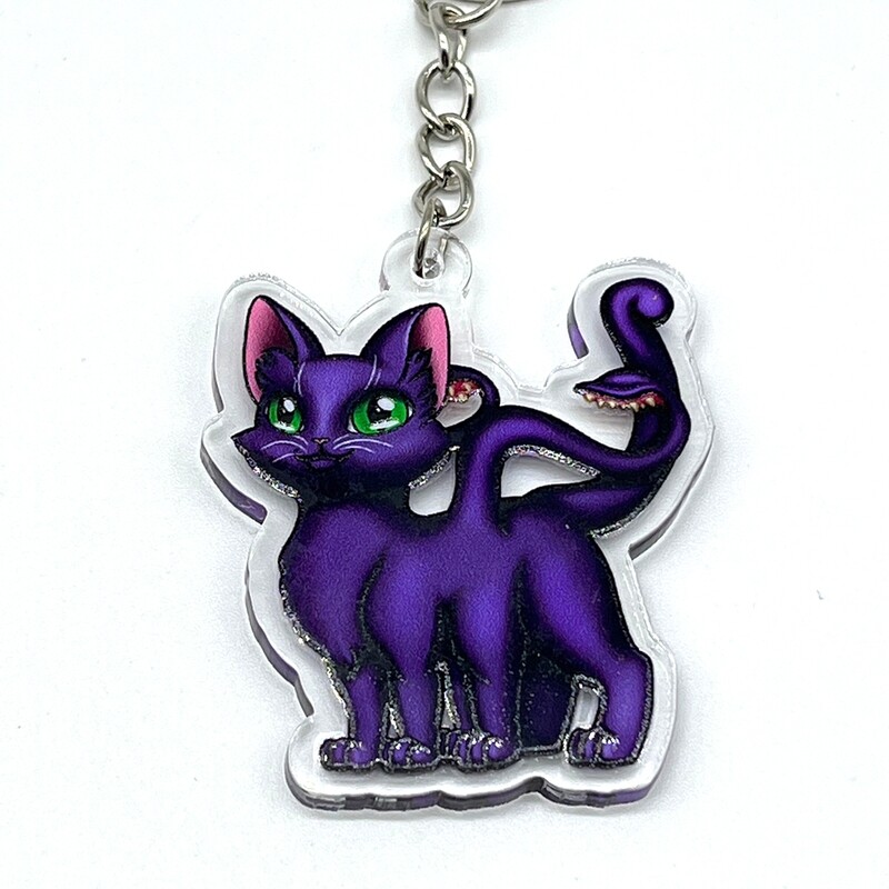 Ralph the Displacer Beast acrylic charm keychain, zipper clip