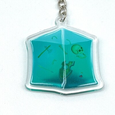 Jelly the Gelatinous Cube acrylic charm keychain, zipper clip