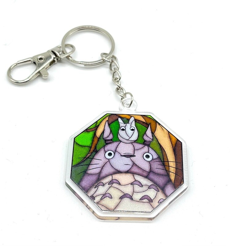 Neighbor Friend Stained Glass acrylic charm keychain, zipper clip