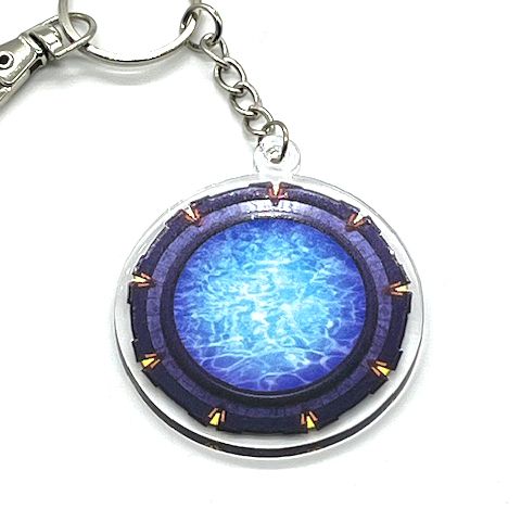 Star gate acrylic charm keychain, zipper clip