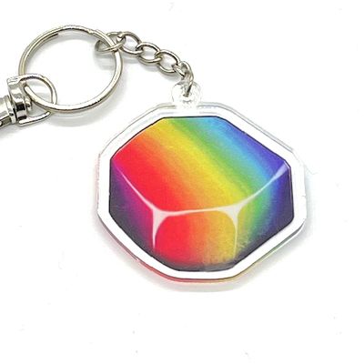 Prismatic Shard acrylic charm keychain, zipper clip