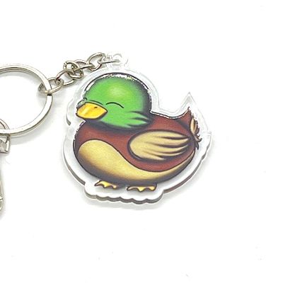 Mallard Duck acrylic charm keychain, zipper clip