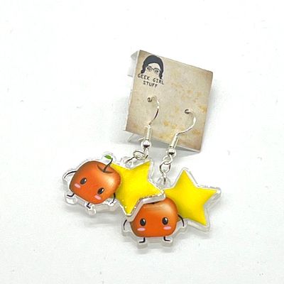 Forest spirit orange acrylic charm earrings