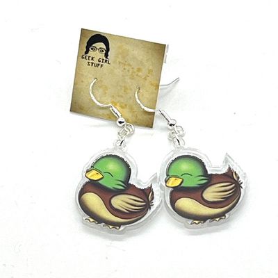 Mallard Duck acrylic charm earrings