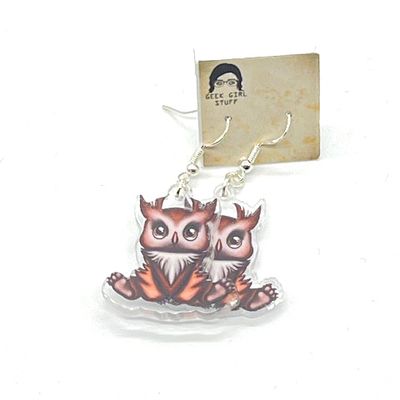 Skittles the Owlbear acrylic charm earrings