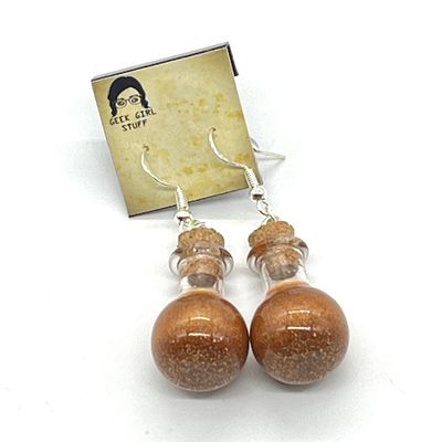 Potion Earrings - Copper, round sphere bottle