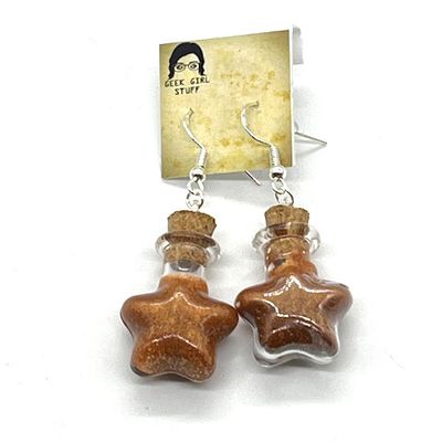 Potion Earrings - Copper, star bottle