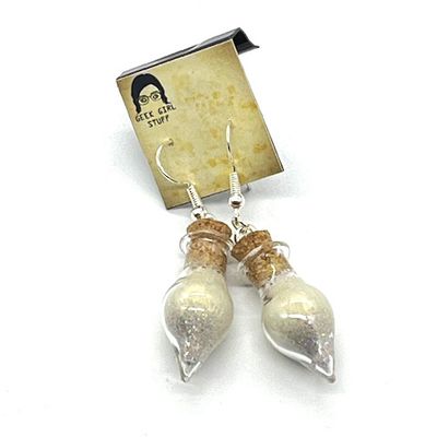 Potion Earrings - White, drop bottle