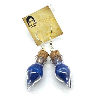 Potion Earrings - Indigo, drop bottle
